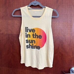 Spiritual Gangster Yellow Live In the Sun Shine Muscle Tee Tank Top size M
